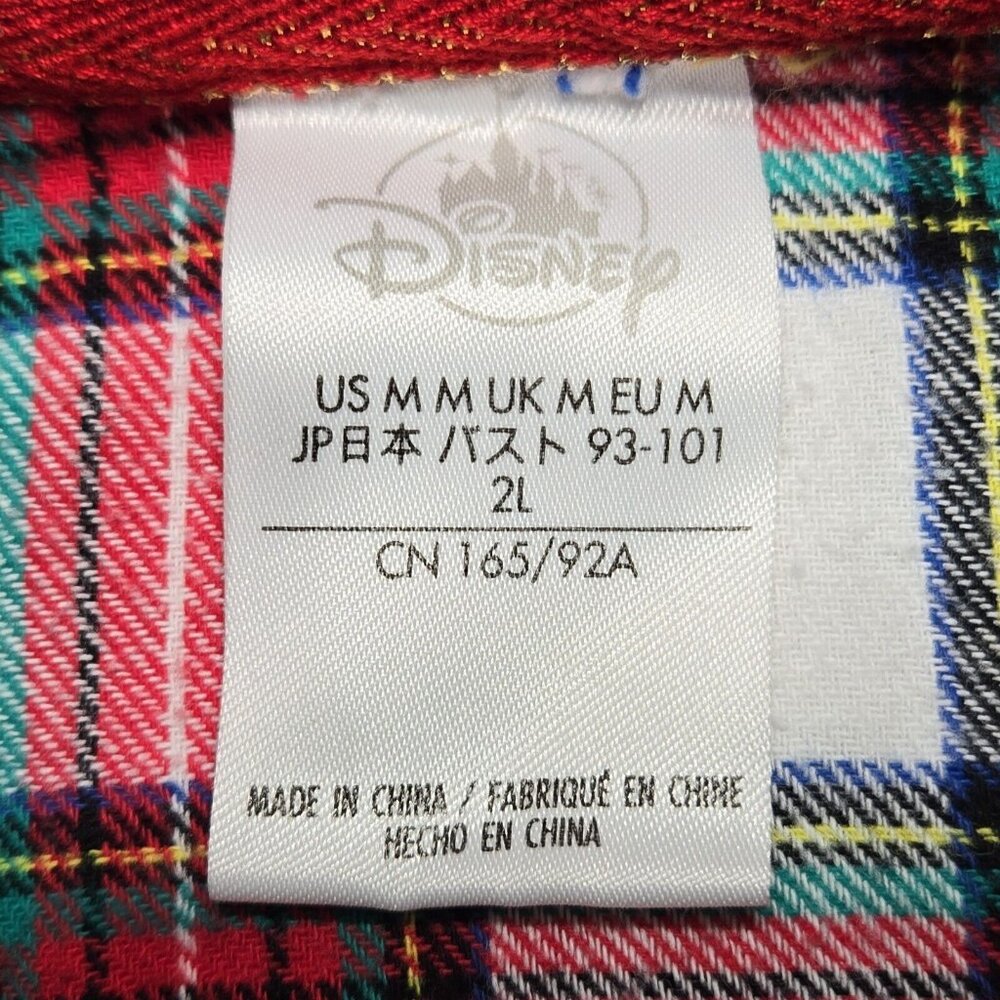 Disney Pajama Top Womens Medium Pink Button Up Minnie Mouse Plaid Long Sleeve - Picture 12 of 14
